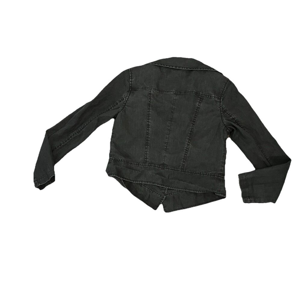 Cabi Womens  Motor Jacket Medium  100% Linen Waxed Denim Like - Picture 2 of 4